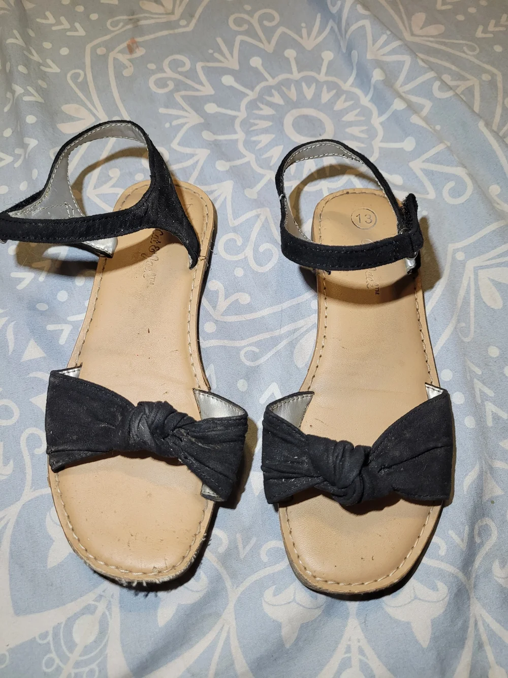 Cat & Jack Black Knot Front Ankle-Strap Sandals